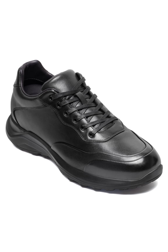 CMR CHAMARIPA Men's Elevator Shoes | Black Leather Trainers That Make You Taller 8CM / 3.15 Inches