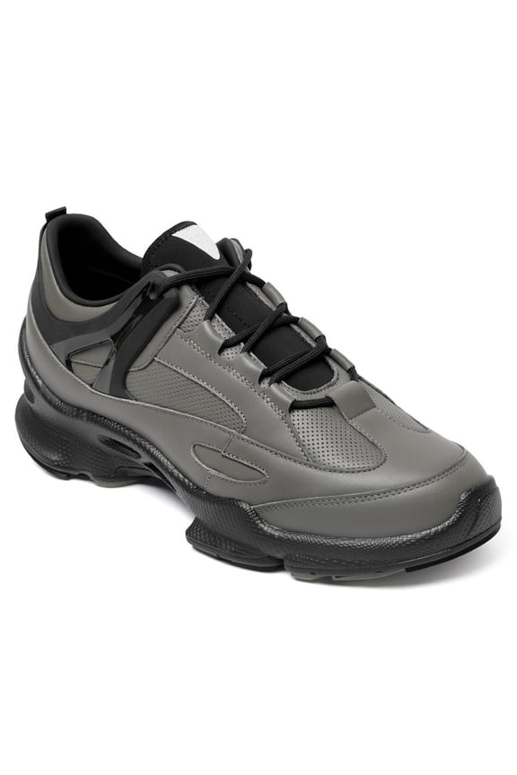 CMR CHAMARIPA Men's Elevator Shoes | Grey Leather Trainers That Make You Taller 7CM / 2.76 Inches