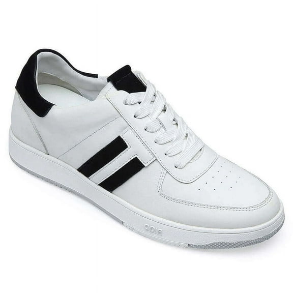 CMR CHAMARIPA Men's Elevator Sneakers Height Increasing Shoes White Leather Sneakers For Men 6CM / 2.36 Inches Taller