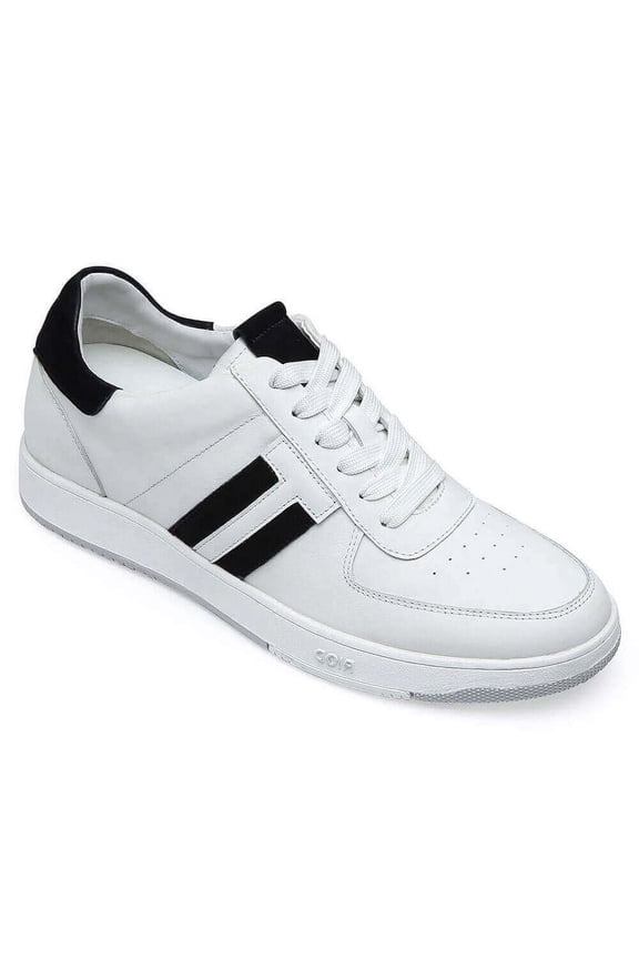 CMR CHAMARIPA Men's Elevator Sneakers Height Increasing Shoes White Leather Sneakers For Men 6CM / 2.36 Inches Taller