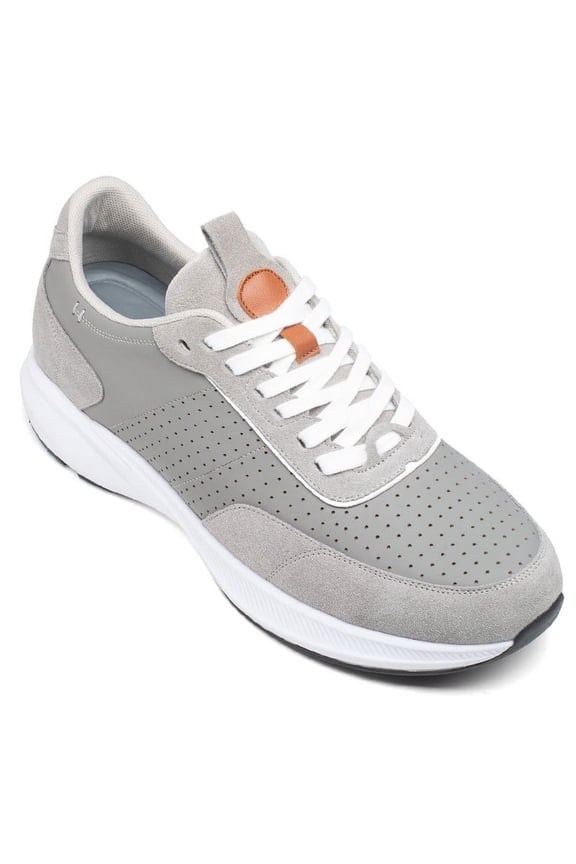 CMR CHAMARIPA Men's Elevator Sneakers - Stylish Height Increasing Shoes - Gray Suede Leather Sneakers 8 CM / 3.15 Inches