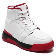 CMR CHAMARIPA Men's Elevator Sports Shoes | Off-White Leather High Heeled Sneakers 10CM / 3.94 Inches