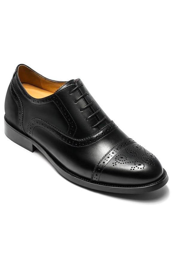 CMR CHAMARIPA Men's Height Increasing Dress Shoes - Black Calfskin Elevator Shoes For Men 2.36 Inches / 6 CM