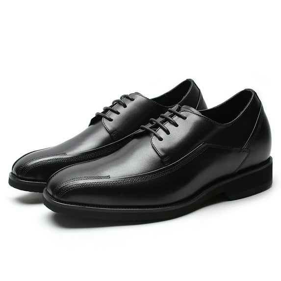 CMR CHAMARIPA Men's Height Increasing Dress Shoes - Black Calfskin Elevator Shoes For Men 2.76 Inches / 7 CM