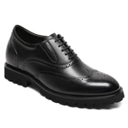 CMR CHAMARIPA Mens Height Increasing Dress Shoes - Black Leather Brogue Oxford Shoes 8CM / 3.15 Inches
