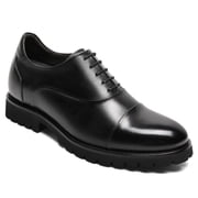 CMR CHAMARIPA Mens Height Increasing Formal Shoes - Black Leather Oxford Shoes 8CM / 3.15 Inches