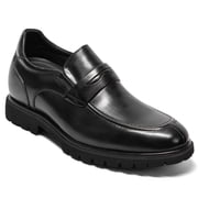CMR CHAMARIPA Mens Height Increasing Loafers - Black Leather Business Casual Shoes 8CM