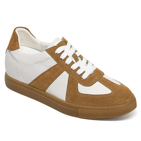 CMR CHAMARIPA Men's Height Increasing Shoes - Brown Suede Casual Elevator Sneakers 7CM / 2.76 Inches