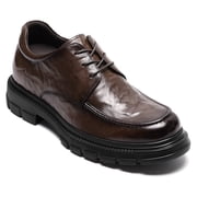 CMR CHAMARIPA Mens Height Increasing Shoes | Coffee Leather Elevator Derby Shoes 8CM / 3.15 Inches