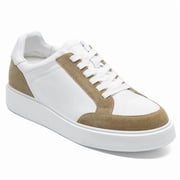 CMR CHAMARIPA Mens Invisible Elevator Shoes - White Soft Leather Everyday Casual Shoes 7CM / 2.76 Inches