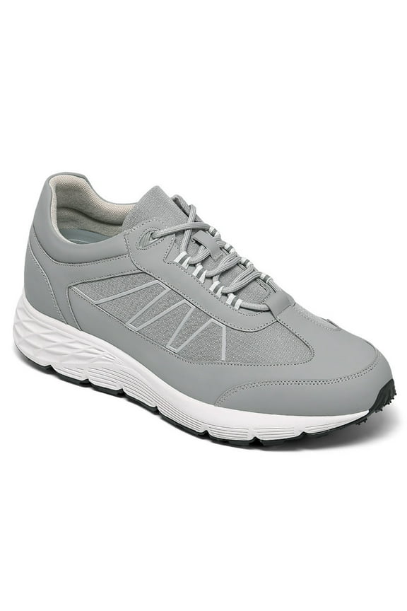CMR CHAMARIPA Men's Invisible Height Increase Shoes - Gray Leather Casual Elevator Sneakers 8CM / 3.15 Inches