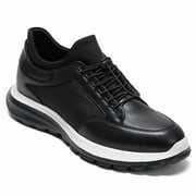 CMR CHAMARIPA Mens Shoes With Higher Heels - Black Leather Casual Elevator Sneakers 8CM / 3.15 Inches