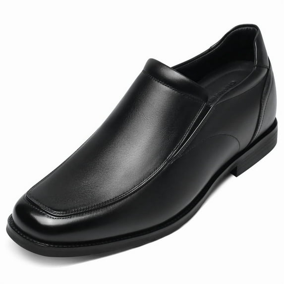 CMR CHAMARIPA Slip-On Height Increasing Shoes For Men - Black Calfskin Men's Dress Shoes That Make You Taller 2.76 Inches / 7 CM