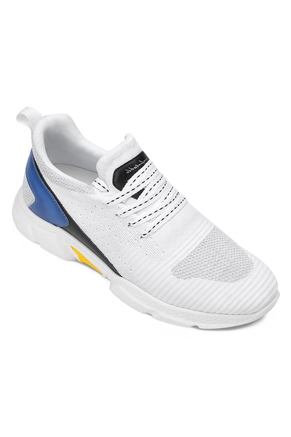 CMR CHAMARIPA Sneakers for Men Height Increasing Sneakers Knit Elevator Shoes Hidden Heel Shoes For Men White 7CM / 2.76 Inches Taller