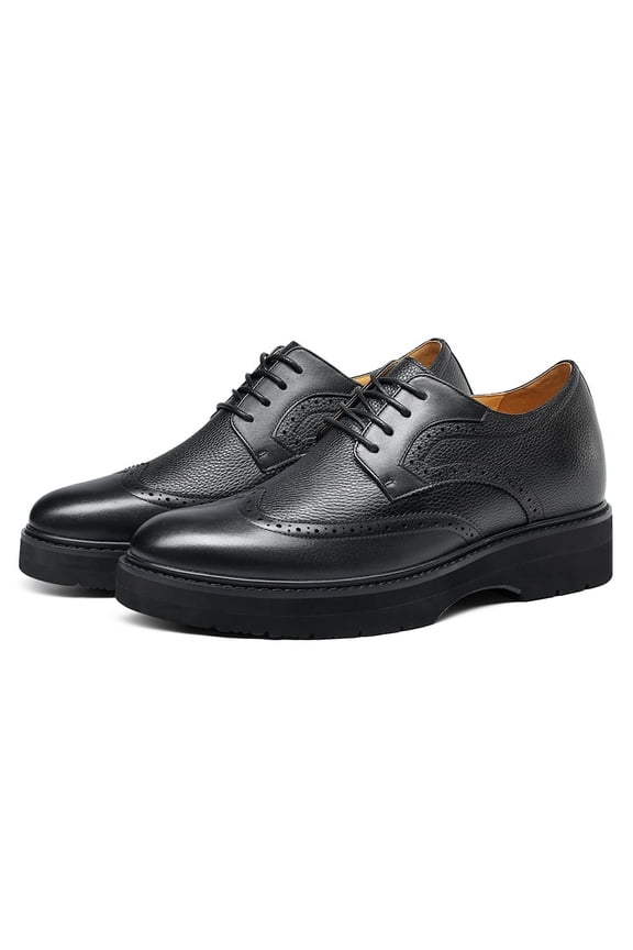 CMR CHAMARIPA Tall Men Shoes - Height Elevator Shoes For Men - Black Brogue Derby Shoes