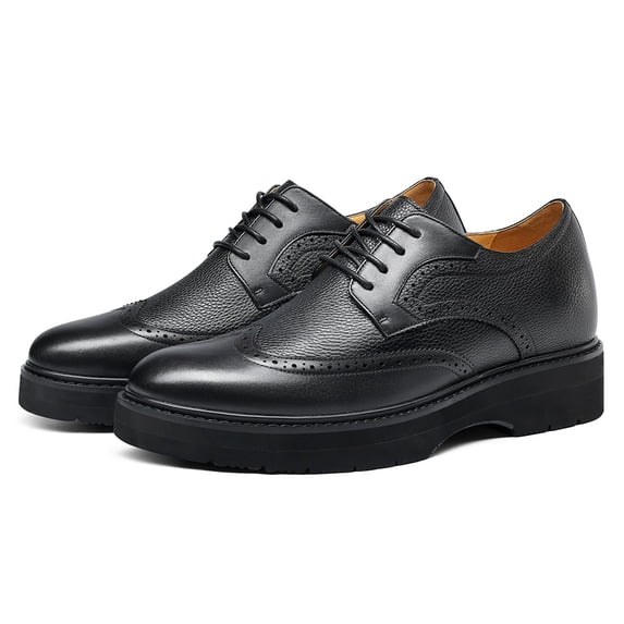CMR CHAMARIPA Tall Men Shoes - Height Elevator Shoes For Men - Black Brogue Derby Shoes