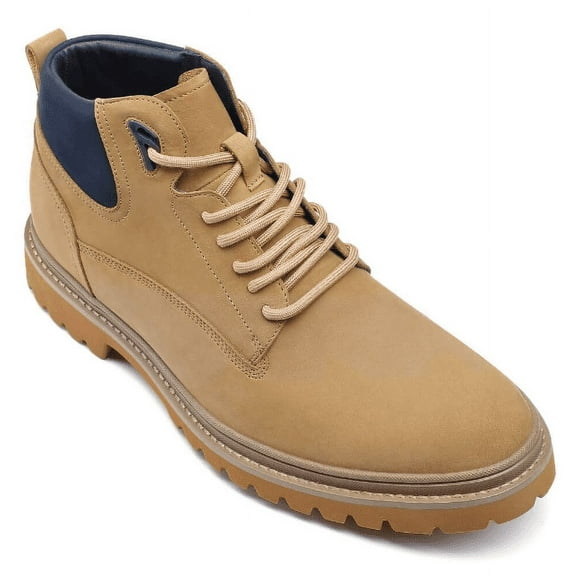 CMR CHAMARIPA Tall Men Shoes - Men's Elevator Boots - Yellow Nubuck Leather Outdoor Boots 7 CM / 2.76 Inches