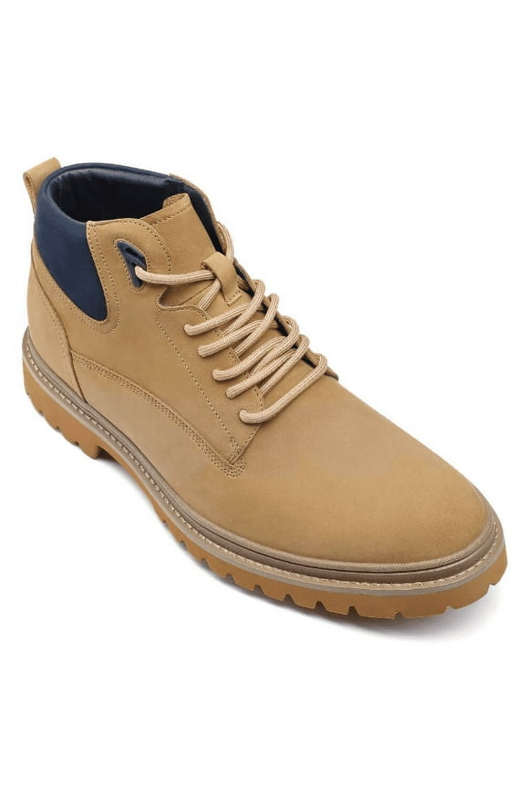 CMR CHAMARIPA Tall Men Shoes - Men's Elevator Boots - Yellow Nubuck Leather Outdoor Boots 7 CM / 2.76 Inches