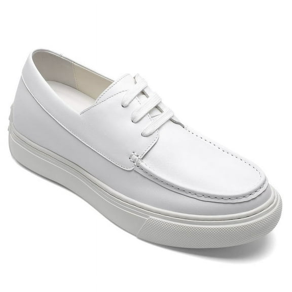 CMR CHAMARIPA Tall Men Shoes - White Leather Casual Platform Shoes 6CM / 2.36 Inches