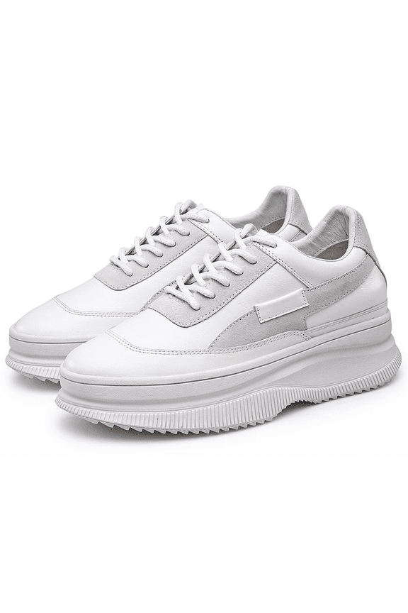 CMR CHAMARIPA Women Hidden Leather Wedge Sneakers 9CM / 3.54 Inches Taller-White