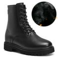 thumbnail image 1 of CMR CHAMARIPA Women's Height Increasing Boots - Fur Lining Black Leather Side Zip Boots 8CM / 3.15 Inches, 1 of 9