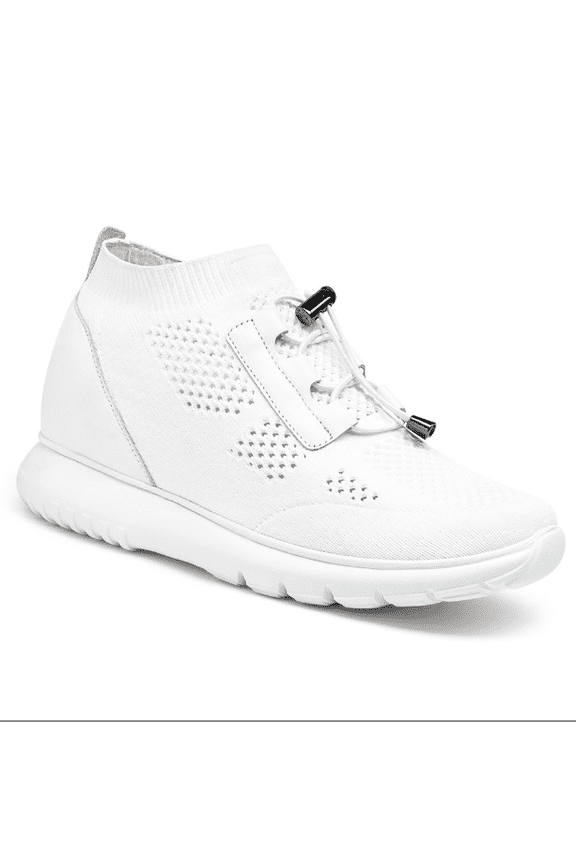 CMR CHAMARIPA Women's Height Increasing Sneakers - Elevator Sneakers For Women - White Knit Sneakers 8cm / 3.15 Inches