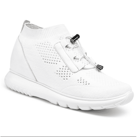 CMR CHAMARIPA Women's Height Increasing Sneakers - Elevator Sneakers For Women - White Knit Sneakers 8cm / 3.15 Inches