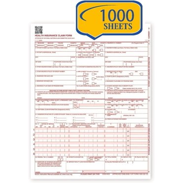 CMS 1500 Health Insurance Claim Forms - 500 Sheets Laser Cut (3 Pack)