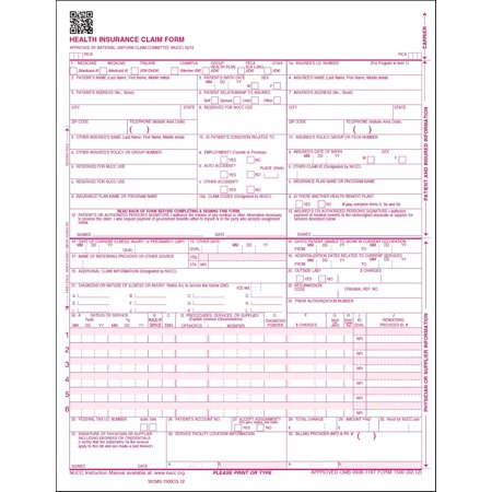 CMS 1500 Claim Forms - HCFA (Version 02/12) 2,500 SHEETS, APPROVED OMB-0938-1197