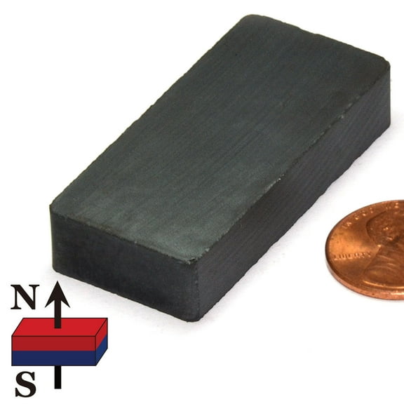 CMS Magnetics Ceramic Magnet 1 7/8" x 7/8" x 3/8" Rectangular Magnets, Package of 12 Ceramic 8 Hard Ferrite Magnets