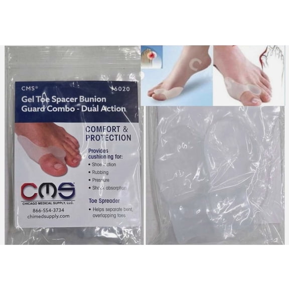 CMS Mineral Gel Bunion Guard Combo PAIR / Dual Action Toe Spacer Separator ONE SIZE