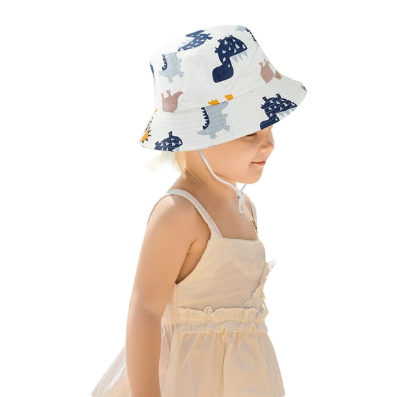 CMSHTD Bucket Hats for Kids Girls Toddler Summer, Outdoor Sun Adjustable Chin Strap Cute Cartoon Beach Hat, E One Size