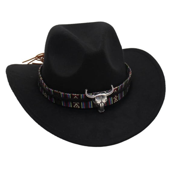 CMSHTD Cowboy Hats for Kids Boys Toddler Summer, Outdoor Classic Western Handsome Performance Cowboy Hat, Black 3-8 Years