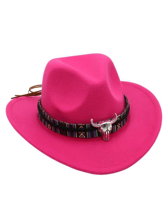 Cowboy Hats for Kids Boys Toddler Summer, Outdoor Classic Western Handsome Performance Cowboy Hat, Hot Pink 3-8 Years