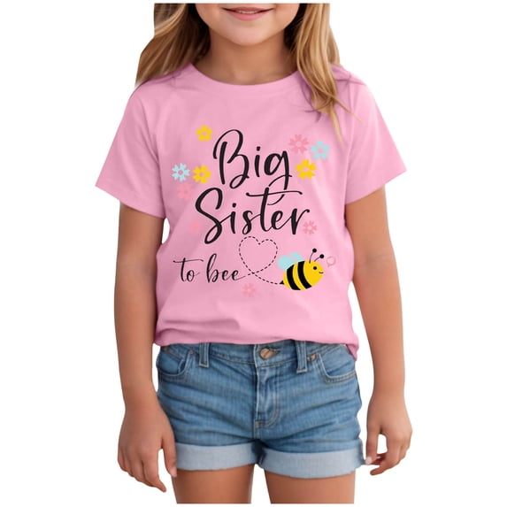 CMSHTD Shirts for Girls Short Sleeve Summer, Toddler Girls Children T-Shirts Cotton Short Sleeve, Pink 5-6 Years