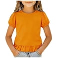 thumbnail image 1 of CMSHTD Shirts for Girls Short Sleeve Summer, Toddler Girls Children T-Shirts Crew neck Tees Tops, Orange 4-5 Years, 1 of 7
