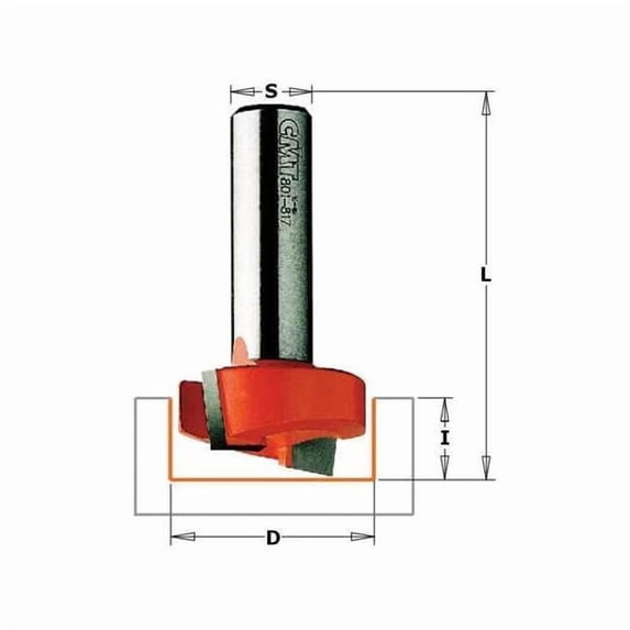 CMT 1-1/4 in, 1/2 in Cutting Length, 1-57/64 in Overall Length, Hinge Mortise Router Bit