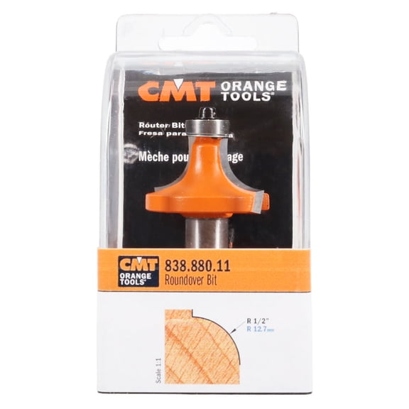 CMT 1/2 in Shank, 1/2 in Radius, Carbide-Tipped, Non-Stick Orange Shield Roundover Bit