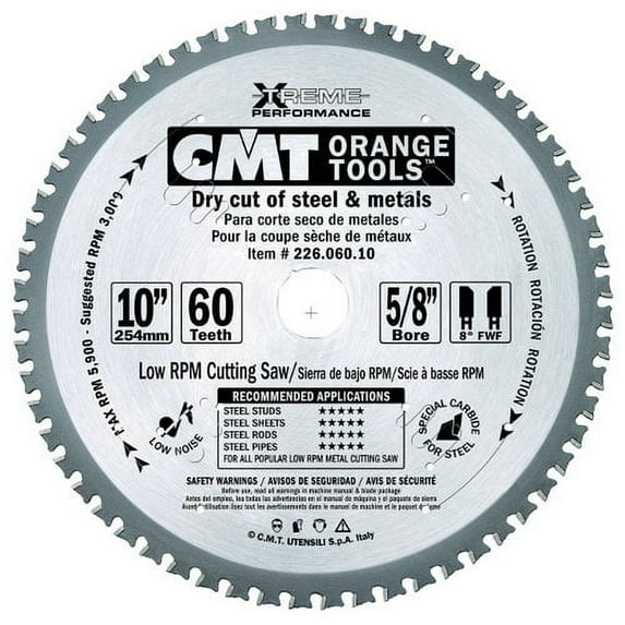 CMT 226.048.08 Industrial Dry Cut Steel Saw Blade 8-8-1/4-Inch x 48 Teeth TCG Grind with 5/8-Inch<> Bore