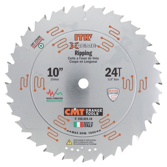 CMT 250.024.10 10" Diameter 5/8" Bore ITK Xtreme Industrial Rip Saw Blade