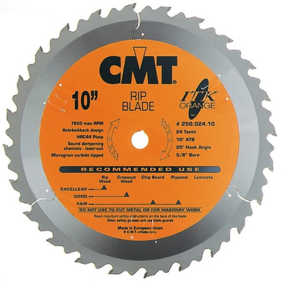 CMT 250.024.10 ITK XTreme Industrial Rip Saw Blade, 10-Inch x 24 Teeth ATB Grind with 5/8-Inch Bore