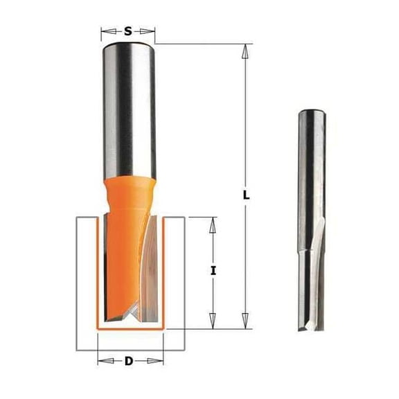 CMT, 5/16" x 2-3/16 in, 1 in, 2 Cutting Edges, Straight Cut Router Bit