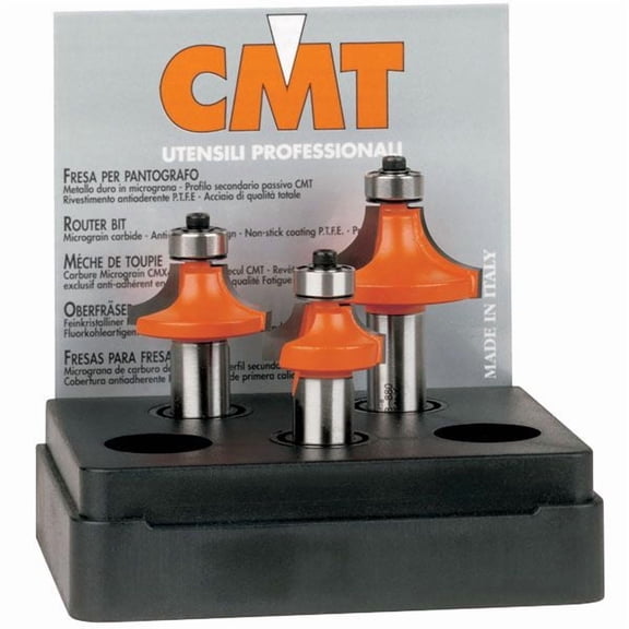 CMT 838.501.11 3-Piece Roundover Bit Set, 1/2-Inch Shank, Carbide-Tipped