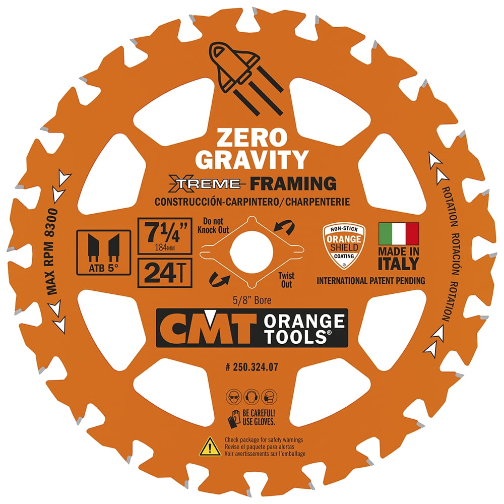 CMT Orange Tool 250.324.07-X10 FRAMING Zero Gravity 7-1/4”x5/8”, 10 Pack