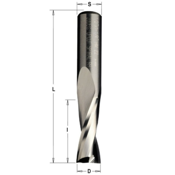 CMT Solid Carbide Upcut Spiral Bit 316 Inch Diameter 2 Inch Length 14 Inch Shank