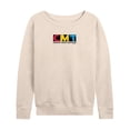 thumbnail image 1 of CMT - Stamp Logo Women's Lightweight French Terry Wide Neck Long Sleeve Graphic Shirt, 1 of 4