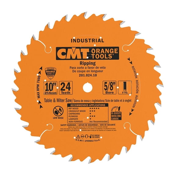 CMT USA 201.024.10 ITK Industrial 10 Inch 24 Tooth Fine Finish Saw ...