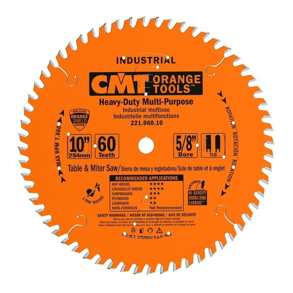 CMT USA 221.060.10 ITK Industrial 10 Inch 60 Tooth Fine Finish Saw Blade