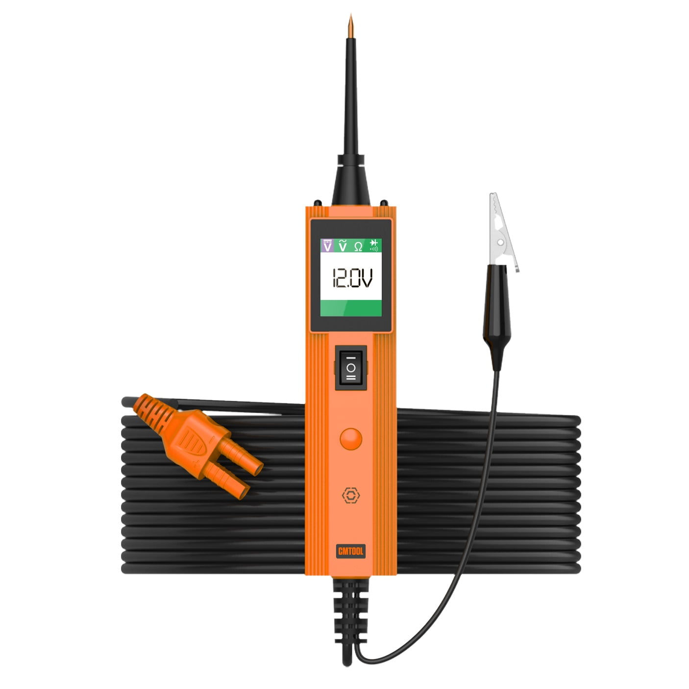 CMTOOL Automotive Power Circuit Probe Tester 6-30V AC/DC Electrical System Test Light Multilingual Fuse Voltage Current Resistance Diagnostic Pen W/ LCD Display 32.8ft Cable for Circuit Inspection