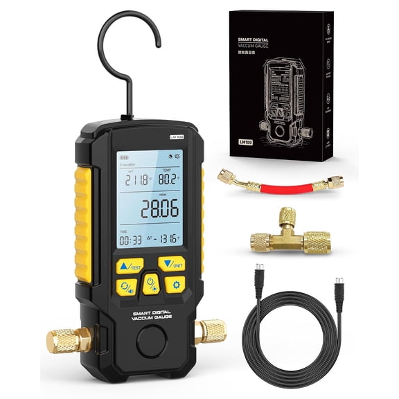 CMTOOL Smart Digital Vacuum Gauge,Evacuation & Pressure Leak Tester for Automotive AC Refrigeration System